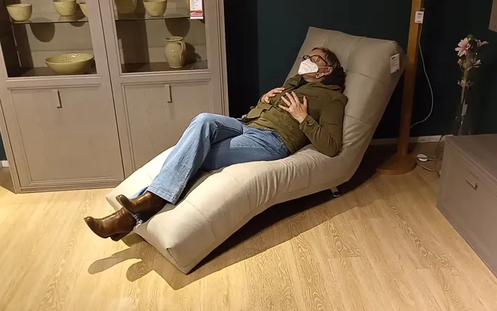 Mature_cunt: Risky public crossed legs orgasm in a furniture store
