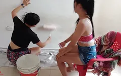 I'm Remodeling the Room with My Stepsister and We Get Horny and End up in Rich Lesbian Sex