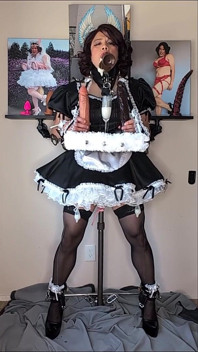 Sissy Maid Dildo Stand Bondage and Cum Dump