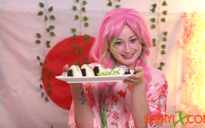 Sheryl X: Mutsuri kokade dig sushi och onanerar med sushipinnar