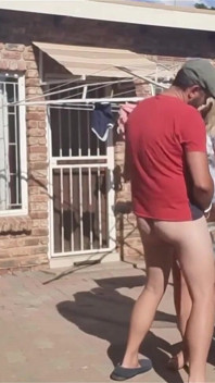Outdoor Fucking While Taking off the Laundry