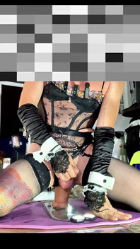 Cute Tgirl Sissy in Sexy Black Stocking Riding Big Dildo