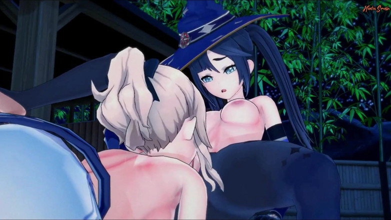 Hentai Smash: Futa Jean büyük yarağıyla Mona'yı domaltarak sikmeden önce amcığını yalıyor - Genshin...