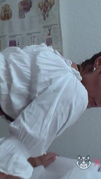 MILF Nurse and Brunette Slut Banged Sharing Gynecologist's Cock