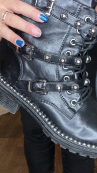 I Show a Beautiful Figure in Black Leggings and Black Boots/