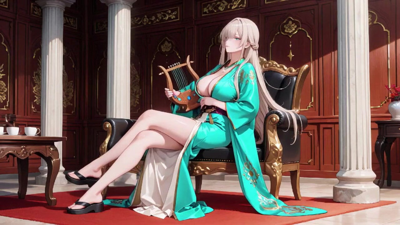 Tay Swift X: Bionda in un kimono verde! Lettura pigro della terrazza, design...
