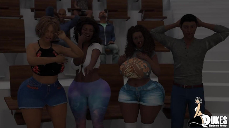 Dukes Hardcore Honeys: Une salope noire co-ed avale une grosse bite noire
