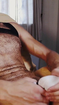 Cum in sock with cock ring on