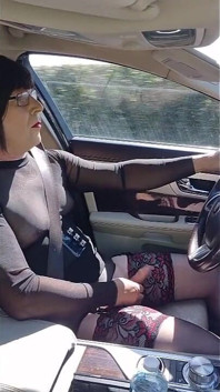 Mature Crossdressing Sissy Slut Driving Fully Exposed