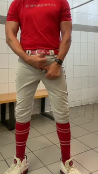 Buff Dilfjockdad87 Edges in the Locker Room in Baseball Gear