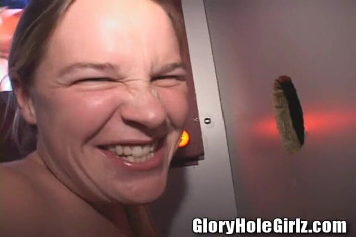 Glory Hole Girlz: Horny Cock Suck Blonde Eats Sperm Glory Hole Whore Happy...