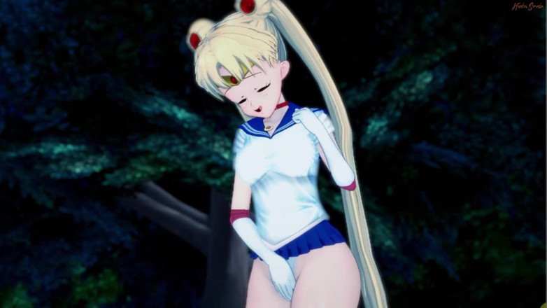 Hentai Smash: Сейлор Мун мастурбирует в парке ночью. Хентай Сейлор Мун.