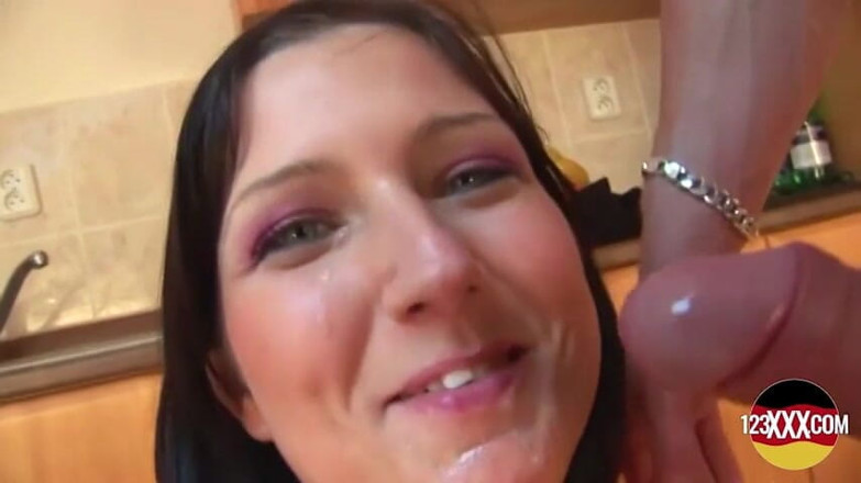 German amateur - 100% German hardcore videos: Dark Haired Babe Getting Fucked Hard in the Kitchen