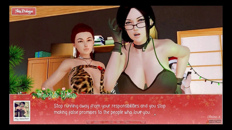 Cumming Gaming: Бесконечное Рождество (рождественская хентай порно игра), эпизод 2 Рождественская поездка с сексуальной милфой