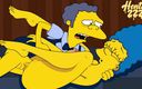 Hentai ZZZ: The Simpsons - Homer, Marge को moe के साथ उसे धोखा देते हुए पकड़ती है