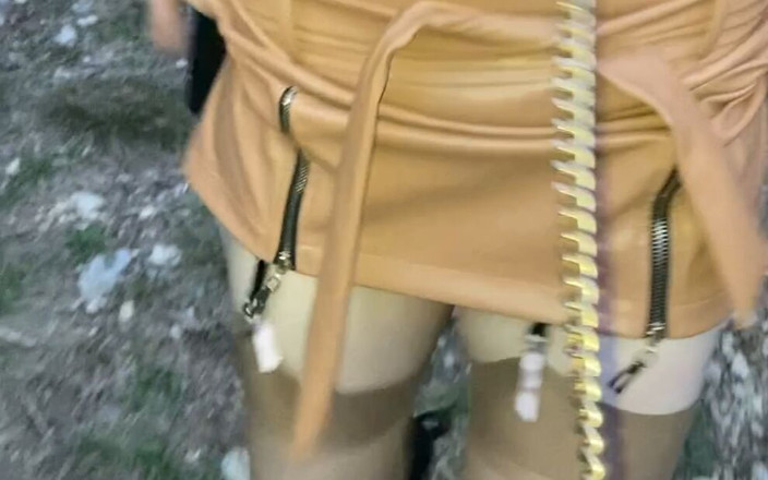 Lady Oups: Lady Oups Submissive Stepmom in Leather Skirt and Collar