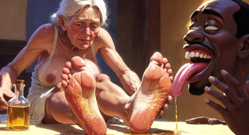 Anime Hentai: Vecchia nonna adorazione del piede - uomo che lecca le suole...