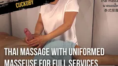 Thai massage parlor with uniformed masseuse for full services
