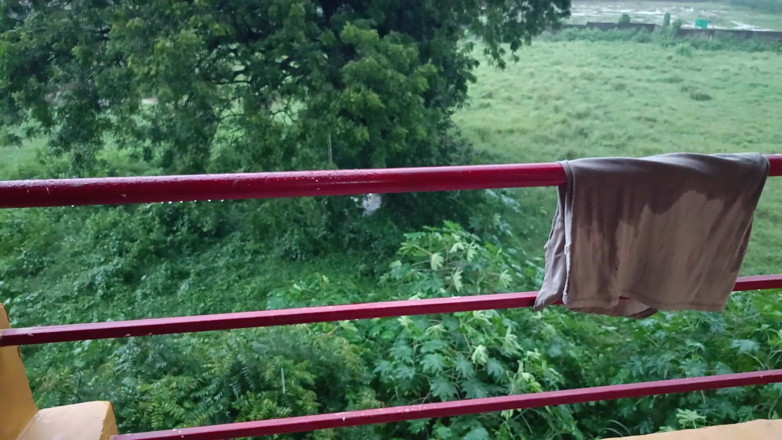 Desi shikha: Indian Boy Naked in Rain in Balcony Huge Cock Masturbation