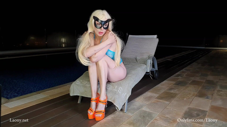 Laony: Laony Having Fun at Night by the Pool