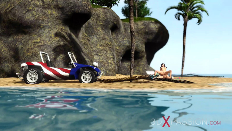 3dxpassion: Una calda mora arrapata fa sesso appassionato sulla spiaggia