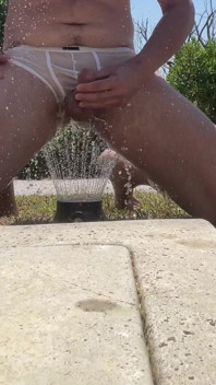 Cum with Water in the Garden