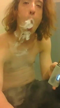 Topless Transgirl Trying Vape Tricks