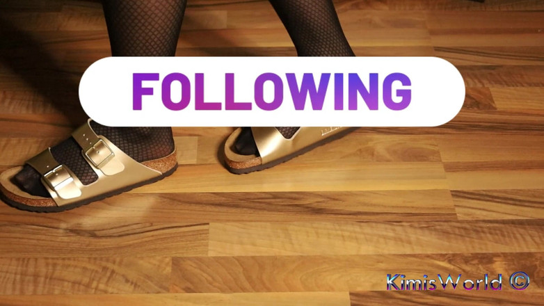 KimisWorld: Baumeln in netzstrümpfen - goldene Doppel-Strap-Slides