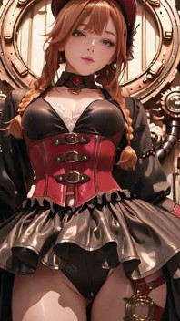 Steampunk księżna! Rudowłosa mechaniczna dziewczyna dokucza w Sali Biegów.