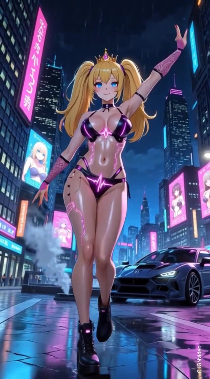 Hot girl dancing: 108. Prinsessa persika Cyberpunk version dans (ai animation)