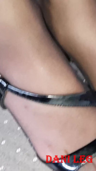 Dani Leg in Sexy Black Pantyhose with Red Polished Toes