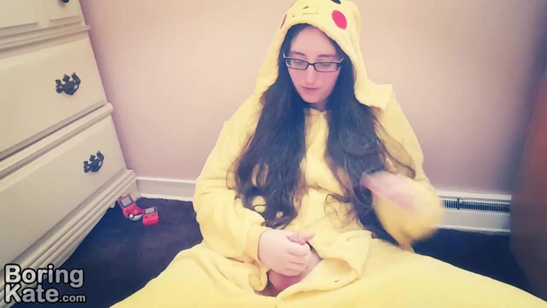 Boring Kate: Fapping in my pikachu kigurumi