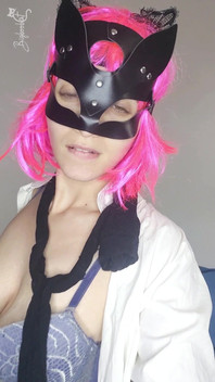 Be Seduced by My Tits as I Masturbate with My Kitty Mask