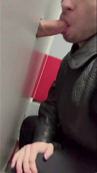 Scally Chav Boy in Leather Jacket Try Glory Hole in the First Time