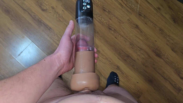 Fap_man93: Po orgasmu - pumpování mého ptáka ve vakuové pumpě naplněné mrdkou