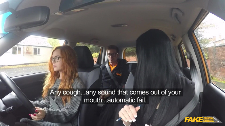 Fake Driving School: Fake Driving School - Gorgeous Redhead Ella Hughes Begs Examiner for...