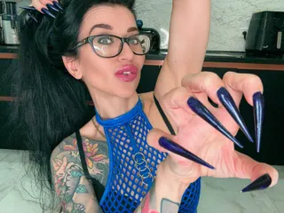 Julia domaina: Dark Blue Long Nails, Sharp Stilettos, Long Fingers, Hot Handjobs...