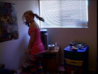 Super Babes: Cute blonde with frog tattoo above her big butt rides...