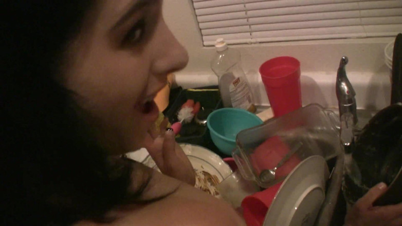POV Orgasms: Amateur brunette teen suck dick in the kitchen