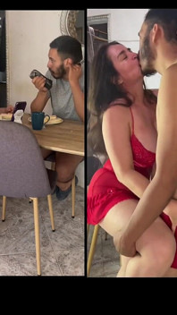 Mujer madura es follada por su hijastro sobre la mesa y lo pone todo