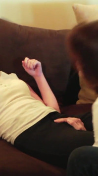 Lesbian action with skinny brunette