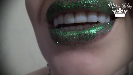 Goddess Misha Goldy: Cum hard to my green glittery lips