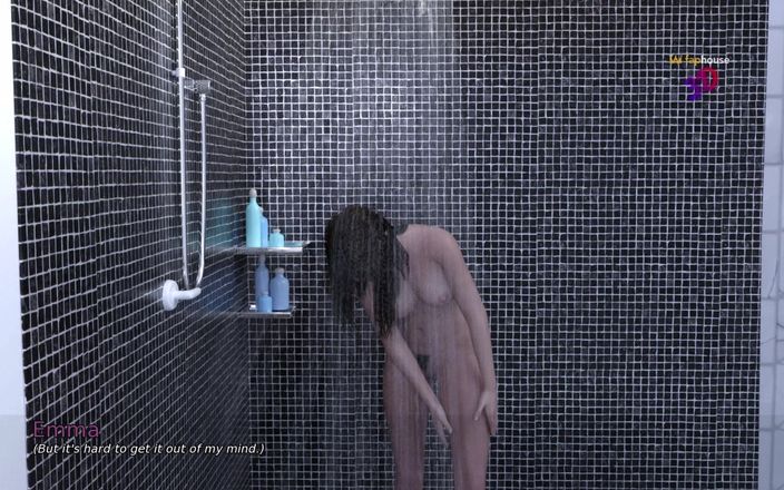 3D Cartoon Porn: 我的宿舍3 - 艾玛幻想她的继兄弟马克和在淋浴时自慰