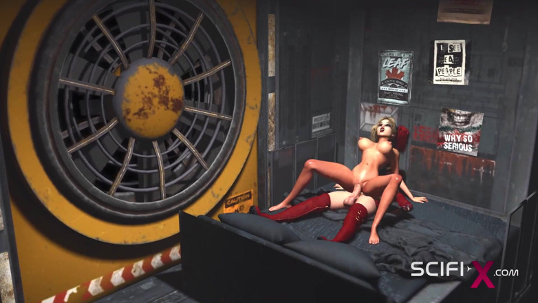 SciFi-X transgender: Cyberpunk dreams. 3d dickgirl fucks a sexy horny girl in the...