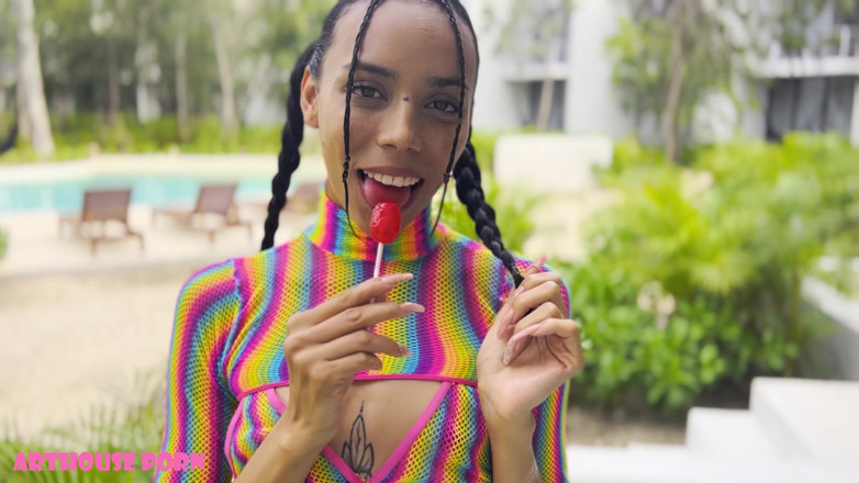 Alex Goes: Skinny Colombian Girl Violeta Grey Loves Lollipops, Sucking &amp; Fucking