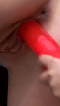 Divine babes playing with toys outside