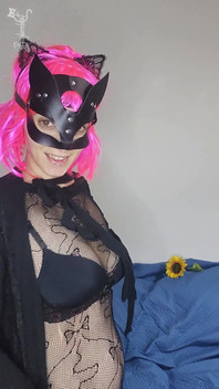 Uncover My Pleasure with My Kitty Mask and Natural Tits