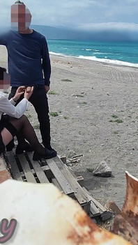 Dick Flash! Risky Blowjob on Beach: Stocking Teacher and Student Almost Caught! - Misscreamy