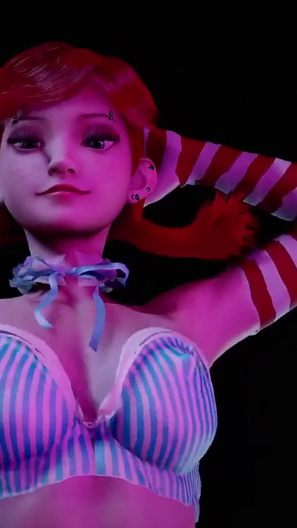 Wraith ward: Red head girl with pigtails dancing : 3D Hentai