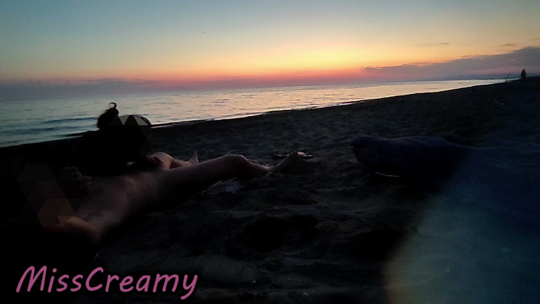 Miss Creamy: Dick Flash French Teacher MILF Risky Beach Blowjob Maspalomas Nude...